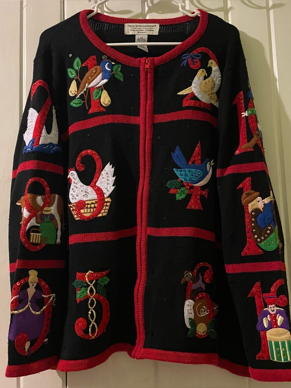 Tiara International 12 days of Christmas vintage cardigan 2X
